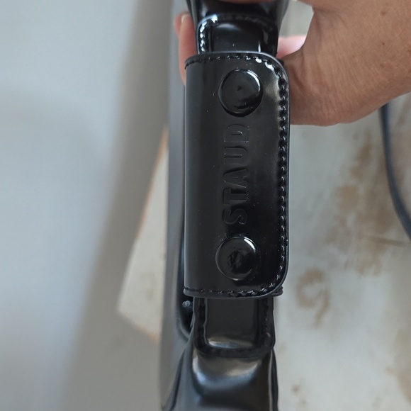 STAUD Mini Moon Patent Leather Bag In Black - Picture 6 of 11